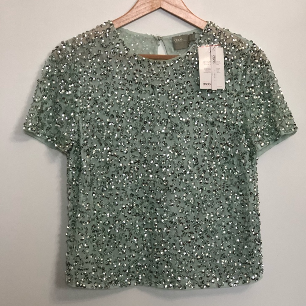 Sheer sequin formal top